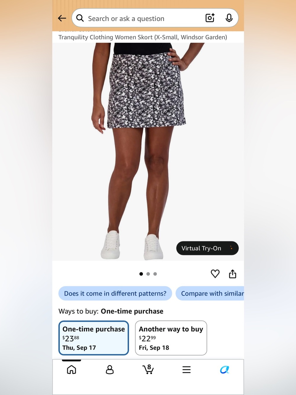 Tranquility by Colorado Clothing Black & White Floral Mini Skort